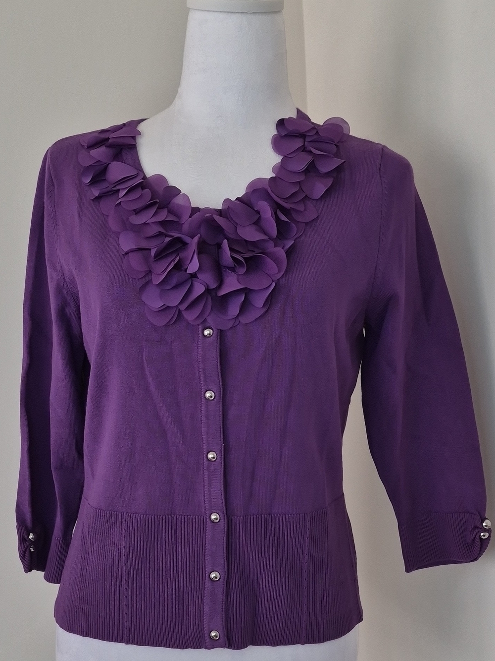White House Black Market Metallic Purple Knit Top